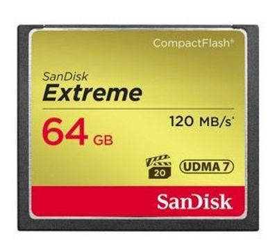 SanDisk CF Extreme 64GB, 64 GB, Kompaktflash, 120 MB/ s, 85 MB/ s, Schwarz