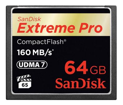 SanDisk 64GB Extreme Pro CF 160MB/ s, 64 GB, Kompaktflash, 160 MB/ s, 150 MB/ s