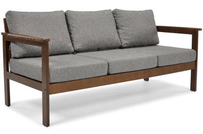 BETTSO Dreisitziges Gartensofa BELLA 3 grau mit Holzgestell