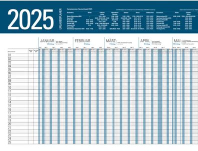 XXL Urlaubsplaner 2025 großer Personalplaner Dienstplaner Mitarbeiter Kalender