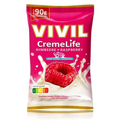 Vivil Creme Life Himbeere fruchtige Lutschbonbons zuckerfrei 90g