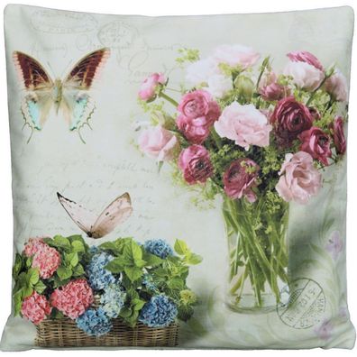 Kissenhülle 40x40 Rosen Schmetterling Kissenbezug Dekokissen Bezug Sofakissen