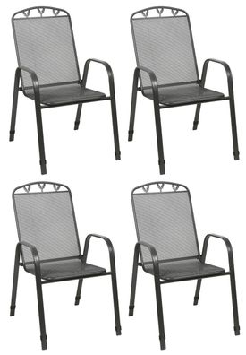 Metall Stapelstühle 4er-Set Anthrazit Gartenstühle Terrassenstühle Stapelsessel