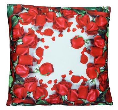 Kissenhülle 40x40 Kissenbezug Dekokissen Kissen Sofakissen Sommer Liebe Rose Rot