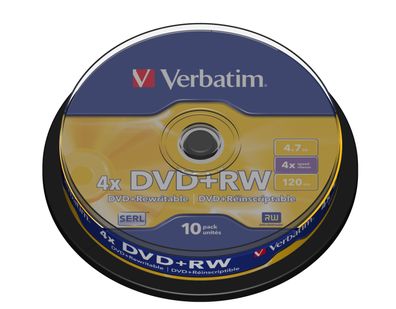 Verbatim DVD + RW Matt Silver, DVD + RW, 120 mm, Tortenschachtel, 10 Stück(e), 4,7 GB