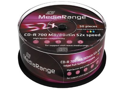 Mediarange MR208, 52x, CD-R, 120 mm, 700 MB, Tortenschachtel, 50 Stück(e)