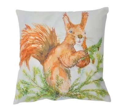 Kissenhülle Herbst 40x40 Eichhörnchen Kissenbezug Sofakissen Dekokissen