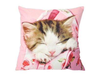 Kissenhülle 40x40 Schlafende Katze Kissenbezug Rosa Kissen Dekokissen Sofa