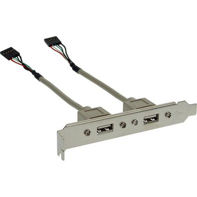 InLine® 33390 Slotblech USB 2.0, 2x USB Buchse auf 2x 5pol Pfostenverbinder, 0,3m