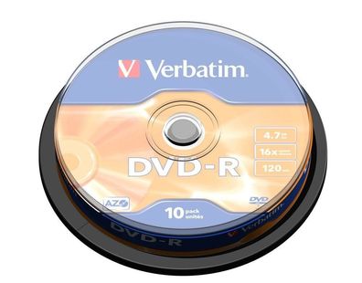 Verbatim DVD-R Matt Silver, DVD-R, 120 mm, Spindel, 10 Stück(e), 4,7 GB