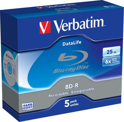 Verbatim DataLife 6x, 25 GB, BD-R, Jewelcase, 5 Stück(e)