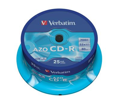 Verbatim CD-R AZO Crystal, 52x, CD-R, 120 mm, 700 MB, Spindel, 25 Stück(e)