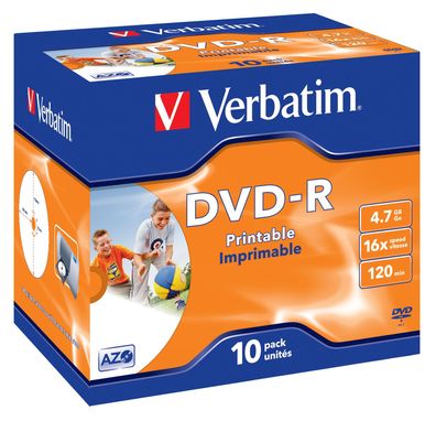 Verbatim 43521, DVD-R, Druckbar, Karton, 10 Stück(e), 4,7 GB