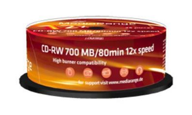 Mediarange MR235-25, 12x, CD-RW, 120 mm, 700 MB, Tortenschachtel, 25 Stück(e)