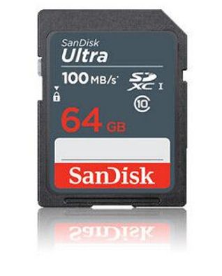 SanDisk Ultra, 64 GB, SDXC, Klasse 10, UHS-I, 100 MB/ s, Class 1 (U1)