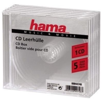 Hama CD/ CD-ROM sleeves, clear, 5 pack, 1 Disks, Transparent