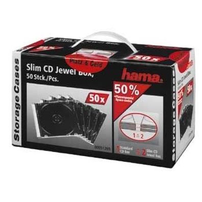 Hama CD Slim Jewel Case, pack 50 Pcs, 1 Disks, Transparent