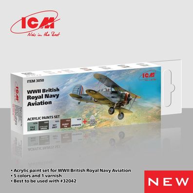 ICM 3050 Acrylic Paint Set for WWII British Naval Aviation 6 x12 ml