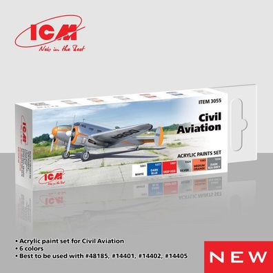 ICM 3055 Acrylic Paint Set for Civil Aviation 6 x12 ml