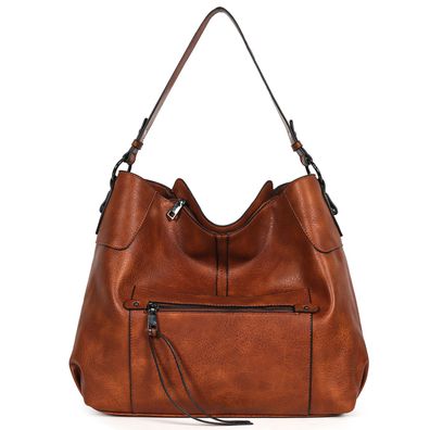 TAN. TOMI Schultertasche Handtasche Damen Shopper Lederimitat Groß Umhängetasche