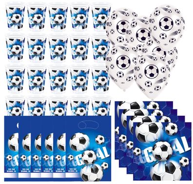 Fußball - Kindergeburtstags-Set (82-teilig) Partyset Fußballfans Kinder Feier