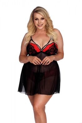 schwarz/rotes Babydoll AA052937 von Anais Apparel Plus Size