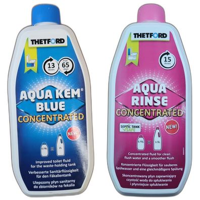 23,73EUR/1l Thetford Aqua Kem Blue Konzentrat 780ml + Rinse 750ml