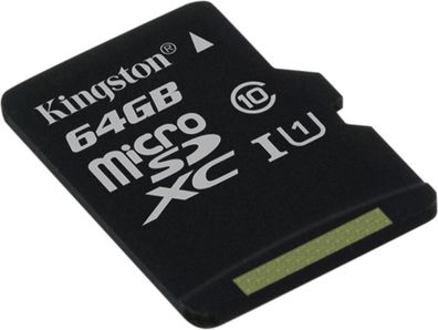 Kingston micro SDXC Class10 UHS-I Single ohne Adapter 64GB Speicherkarte schwarz