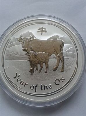 8$ 2009 Australien Lunar Ochse 5 Unzen Silber 155,5g 999er Silber