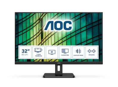 AOC E2 U32E2N, 80 cm (31.5"), 3840 x 2160 Pixel, 4K Ultra HD, LED, 4 ms, Schwarz