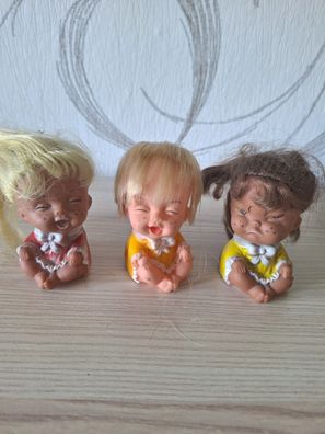 3x Kwai Gummi Puppe Vintage 60/70er Jahre Puppen 9cm Charakterpuppe bespielt alt selt