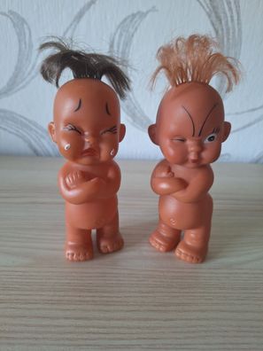 2 Puppen 60er Jahre Spielzeug vintage alt rar 13,5cm nackt weinend und zwinkernd