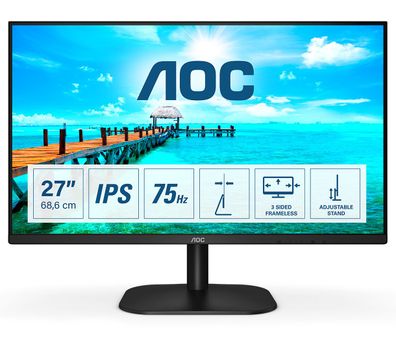 AOC B2 27B2DA, 68,6 cm (27"), 1920 x 1080 Pixel, Full HD, LED, 4 ms, Schwarz