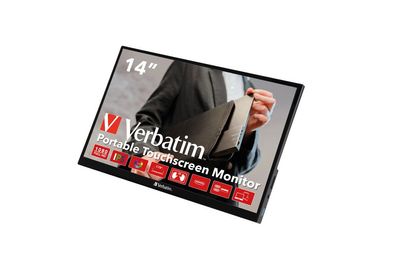 Verbatim 49591, 35,6 cm (14"), 1920 x 1080 Pixel, Full HD, LCD, 6 ms, Schwarz