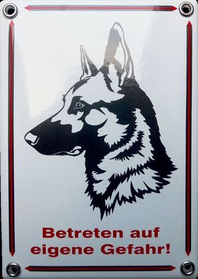 Emailleschild Betreten auf eigene Gefahr! Schäferhund NEU!