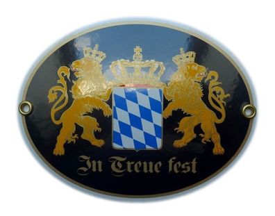 Emailleschild In Treue fest - Bayernwappen