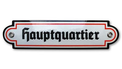 Emailleschild / Türschild - Hauptquartier Emailschild 5 x 20 cm NEU!