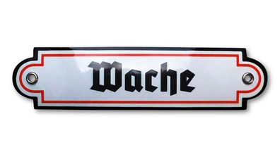 Emailleschild / Türschild - Wache Emailschild 5 x 20 cm NEU!