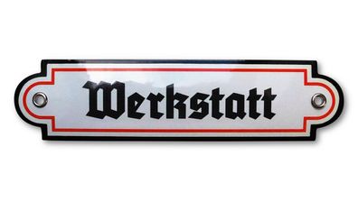 Emailleschild / Türschild - Werkstatt Emailschild 5 x 20 cm NEU!