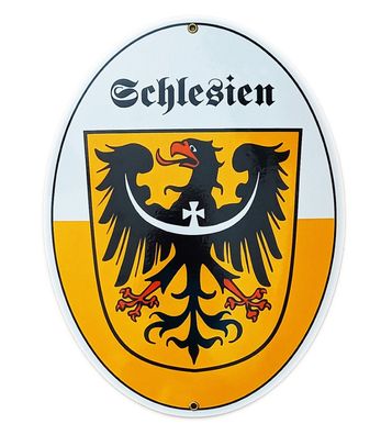 Emailleschild Schlesien - Wappen Grenzschild - Grossformat 28,5 x 37,5 cm NEU!