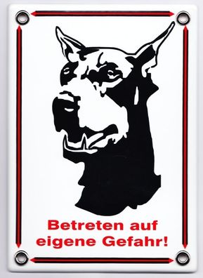 Emailleschild Betreten auf eigene Gefahr! Dobermann NEU!