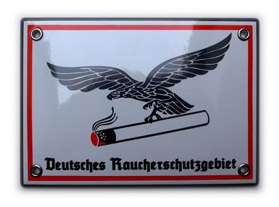 Emailleschild Deutsches Raucherschutzgebiet 12 x 17 cm NEU!