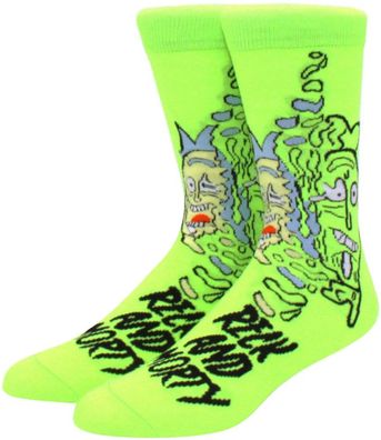 Rick & Morty Cartoon Socken - Neongelbe Lustige Heroes Motiv-Socken in 3/4-Länge