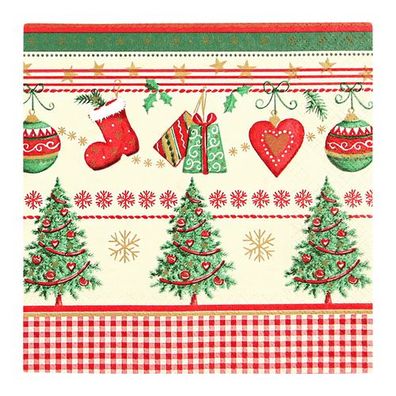 Lunchservietten „Traditional Christmas“, 33x33 cm, 3-lagig, Home Fashion®, 20 Stück,