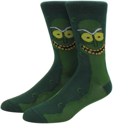 Rick & Morty Cartoon Socken - Big Pickel Rick Grüne Lustige Motiv-Socken in 3/4-Länge