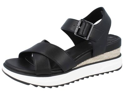 S. OLIVER Damen Sandalen Sandaletten Riemensandale schwarz black Textil