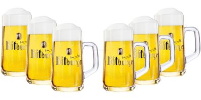 Bitburger Glas Gläser-Set - 6x Biergläser / Humpen 0,3L geeicht