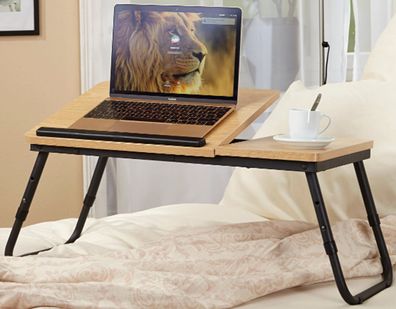 Holz Laptoptisch Betttisch Notebooktisch Bett Tisch höhenverstellbar Klapptisch