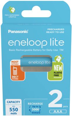 2x eneloop lite Micro Akku BK-4LCCE/2BE Ni-MH 1,2V / 550mAh