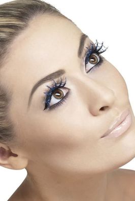 Smiffys - Falsche Wimpern Fake Lashes "Blue Glitter Spiderweb"